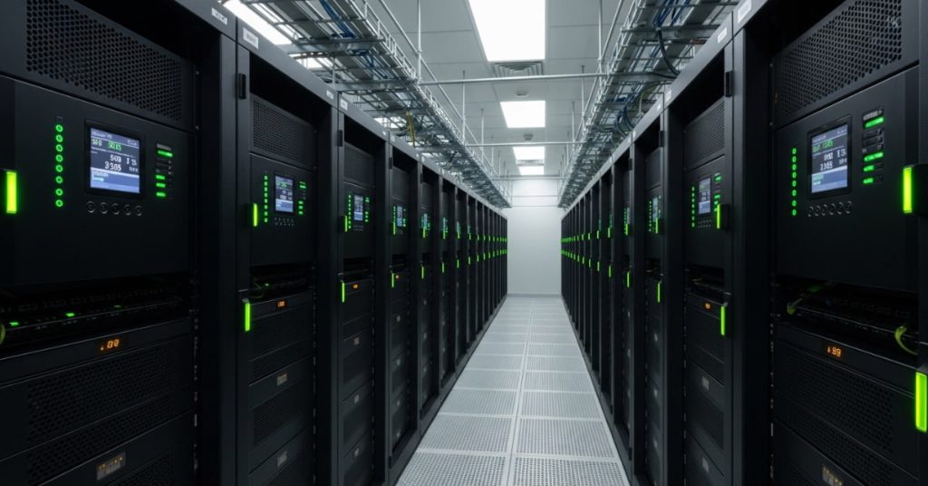 3-phase UPS systems installed in a modern data center ensuring reliable and uninterrupted power supply – Bansal Hitech Systems Private Limited